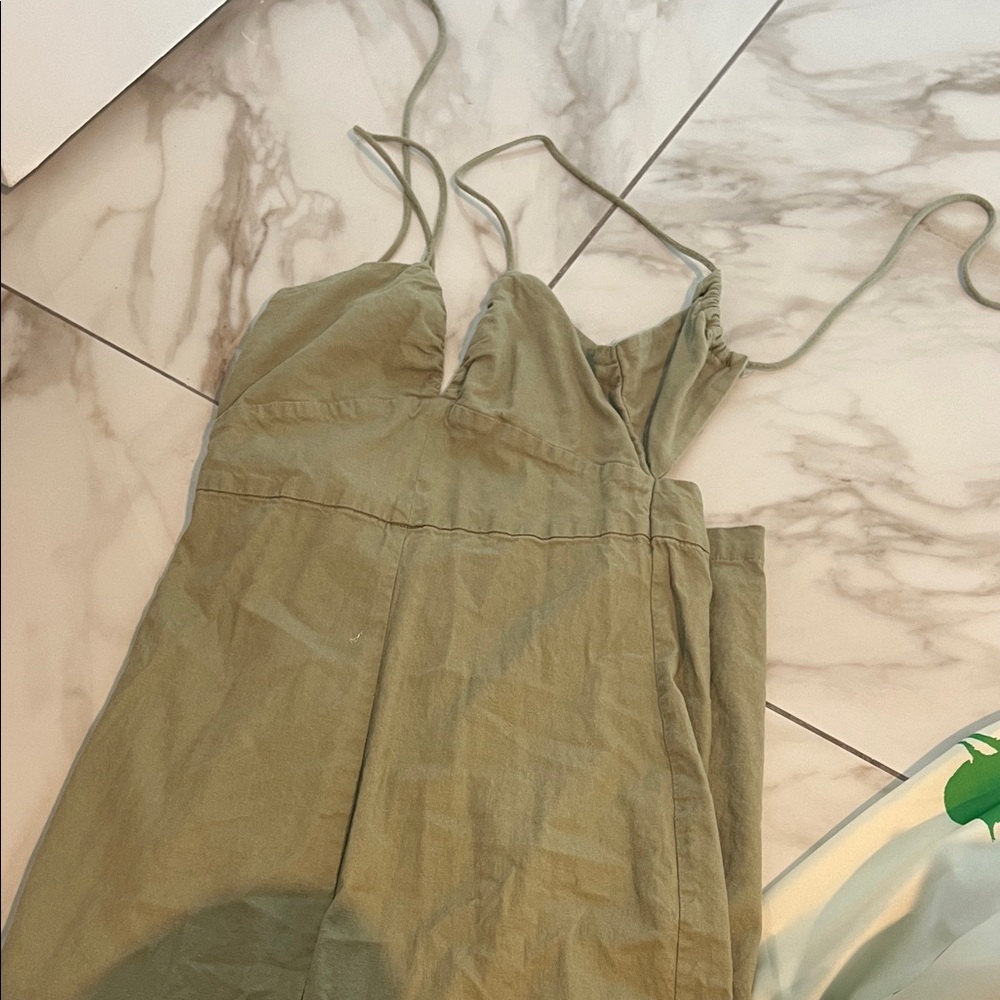 Olive Green Spaghetti Strap Dress